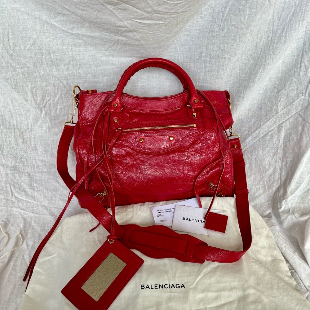 Balenciaga Red Velo Leather Bag